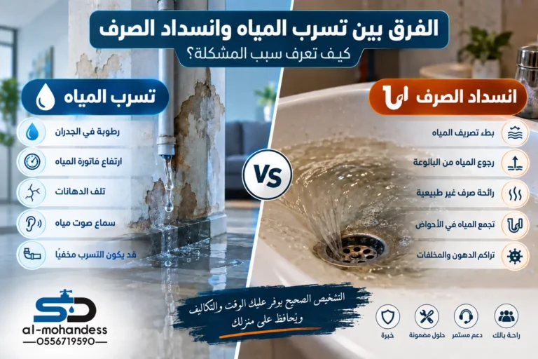 الفرق بين تسرب المياه وانسداد الصرف: كيف تعرف سبب المشكلة؟